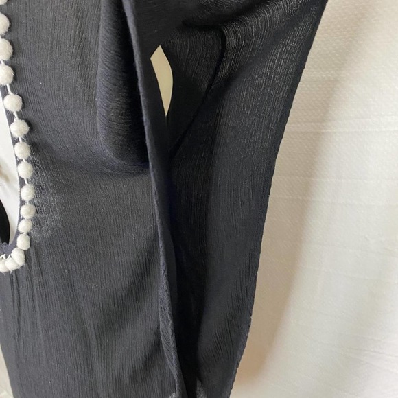 Francesca's Womens Scoop Back Top Small Black White Pompom Swim Cover-Up - Picture 7 of 10